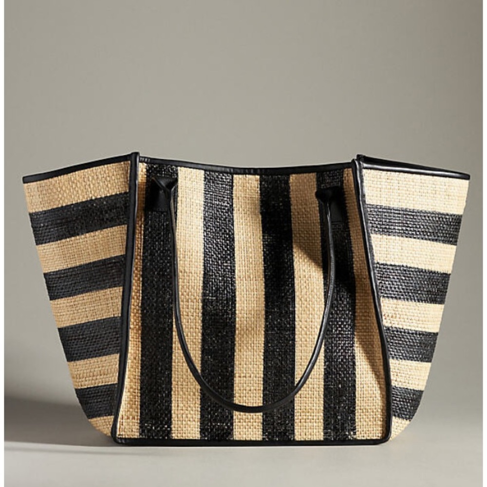 Black and Tan Structured Tote Bag